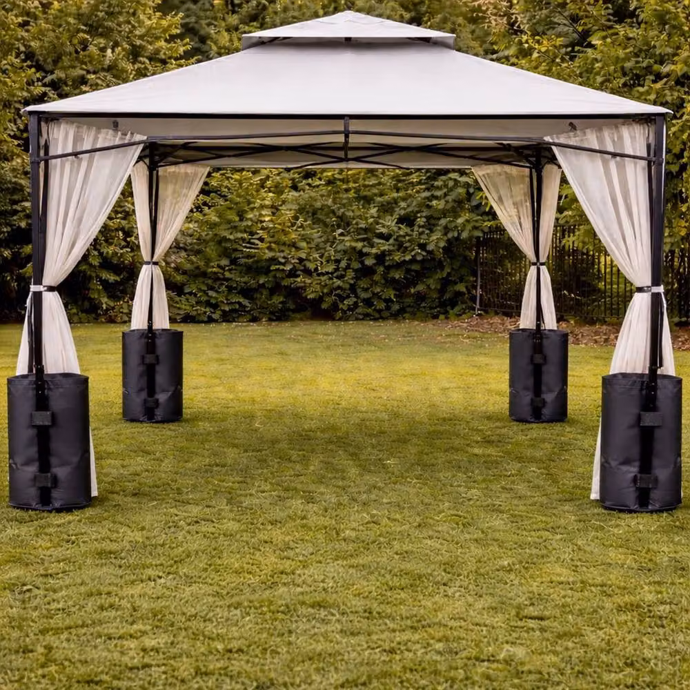 EONLION Black Polyester and PVC Parasol and Gazebo Sand Bag Weights, 4 Pack, 100 cm – 2