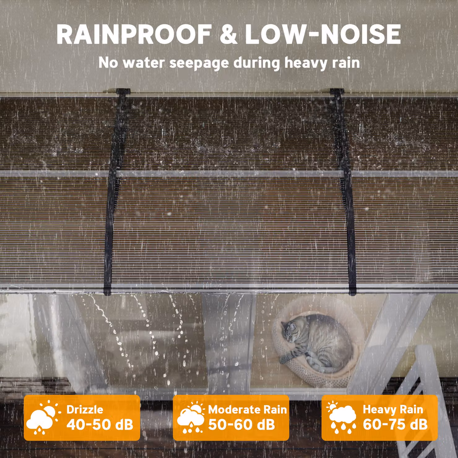 Outsunny Brown Front Door Canopy and Outdoor Awning Rain Shelter W: 303 cm, D: 96 cm – 4