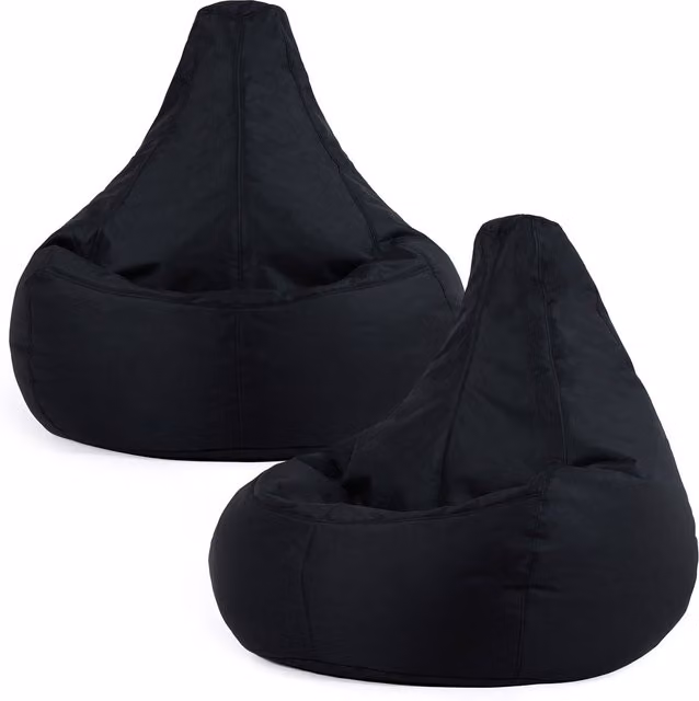 ICON Black Indoor and Outdoor Recliner Bean Bag Set of 2