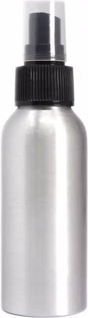 KDMK 100ml Brushed Aluminium Spray Bottle with Black Top for Cosmetics and Oils, Silver
