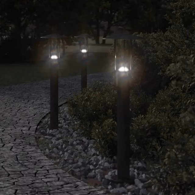 Berkfield Home Black Stainless Steel Outdoor Floor Lamp, Height: 60 cm