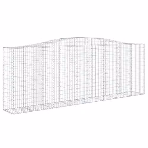 vidaXL Set of 4 Arched Gabion Baskets in Silver Galvanised Steel, W/D/H: 400 x 50 x 140/160 cm