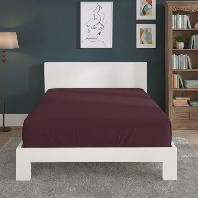 Snug City Double Polycotton Extra Deep Fitted Sheet in Plum, W/D/H: 140 x 200 x 40 cm