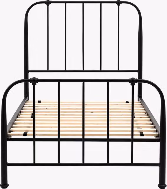 Perch & Parrow Drowsy Single Metal Bedstead in Black, W/D/H: 90 x 190 cm