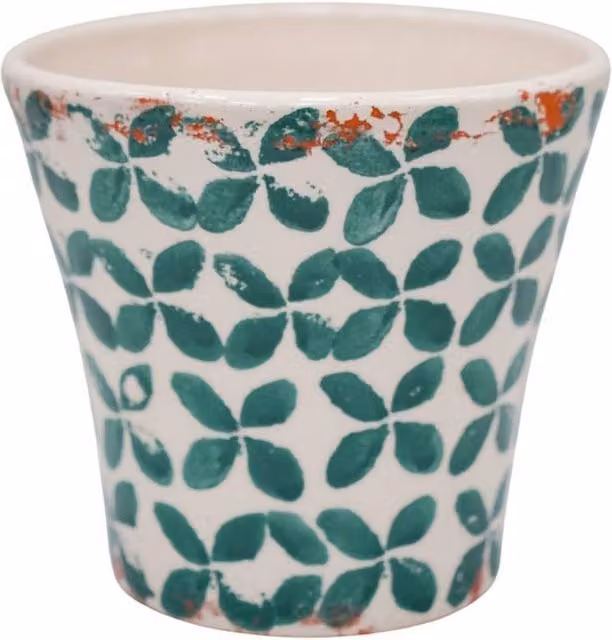 Ivyline Porto Green Ceramic Tapered Planter H: 17.5 cm, D: 19 cm – 1