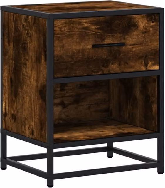 Berkfield Home Smoked Oak Bedside Cabinet in Brown, W/D/H: 40 x 31 x 50 cm
