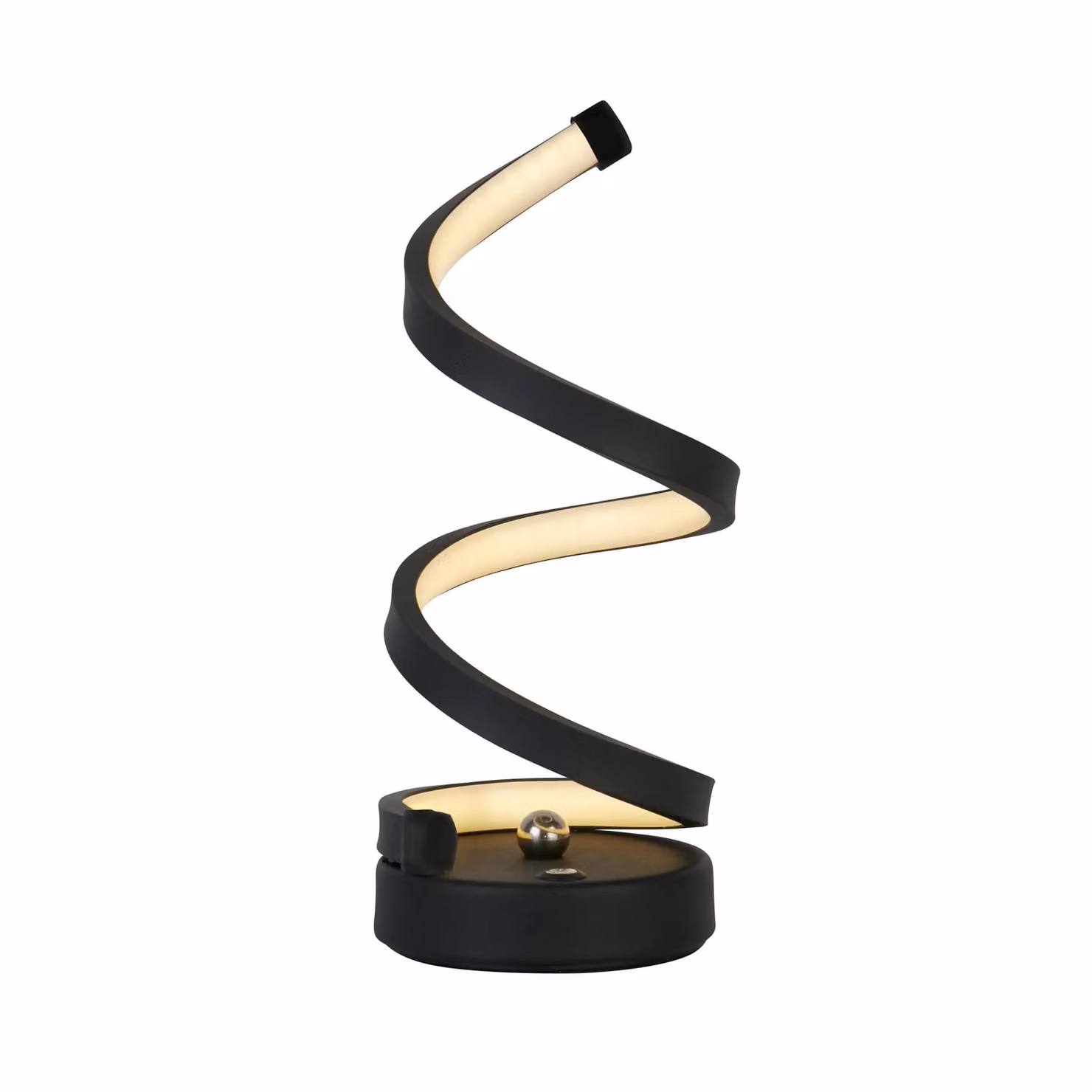 Lighting Collection Black Sculptural Rechargeable LED Tabletop Lamp with Dimmable Warm White Light – 2