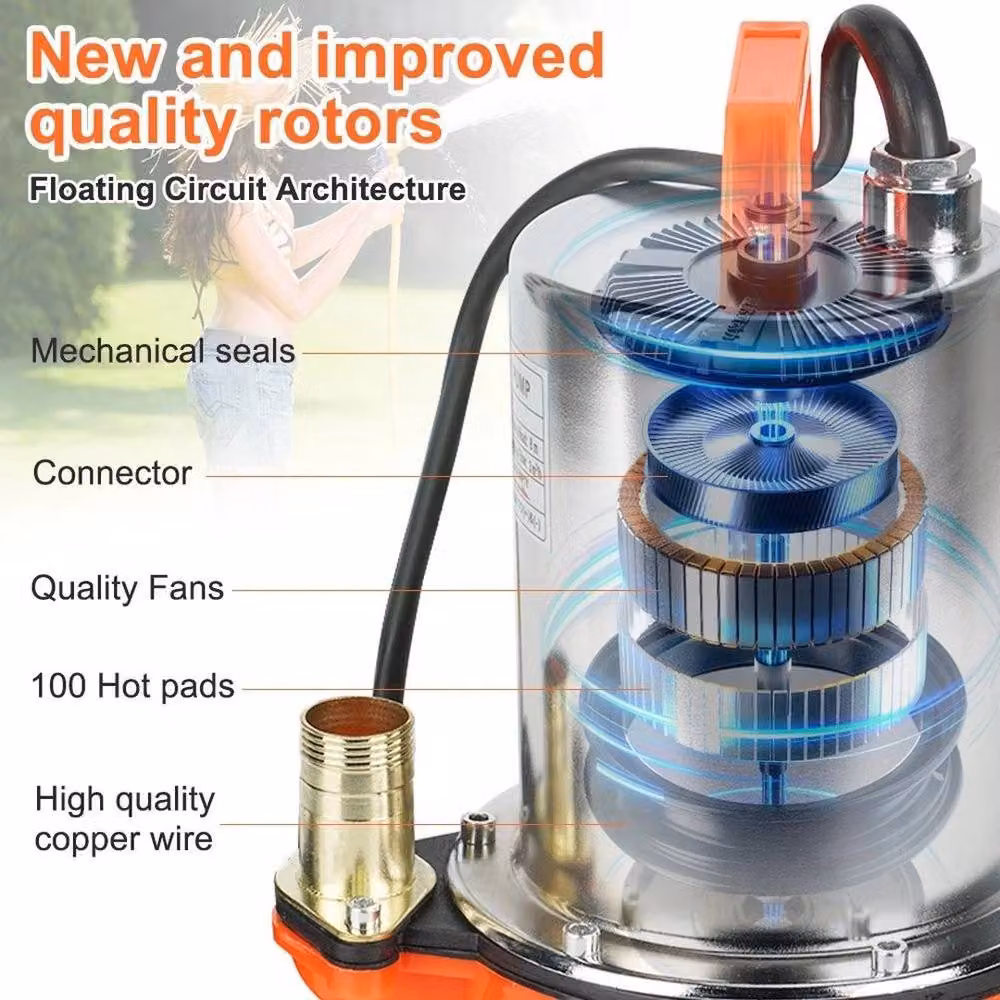 FLAVORA 12V Heavy Duty Submersible Water Pump, Orange – 5