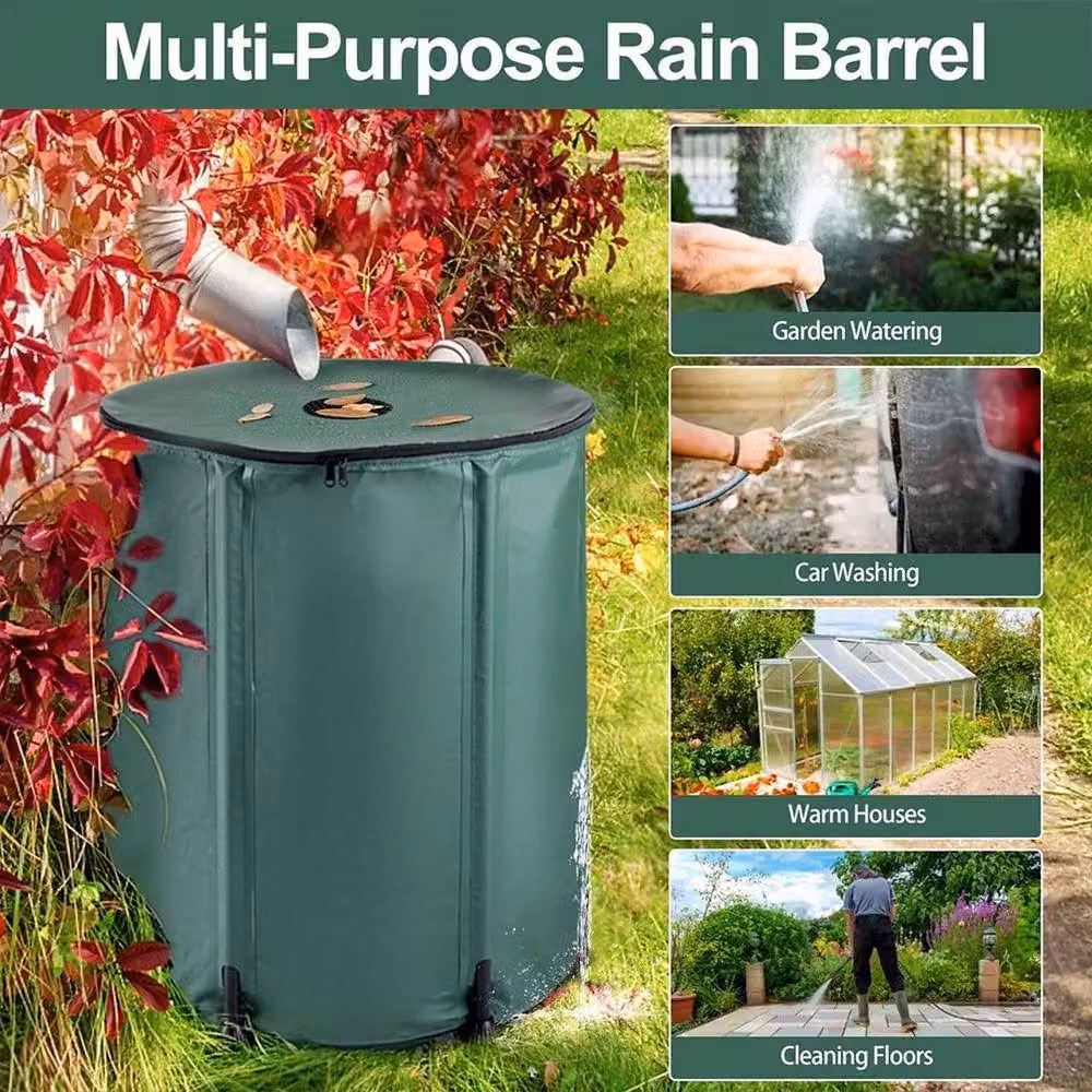 FLAVORA 200L Rain Water Collector Water Butt with Tap, Green – 4
