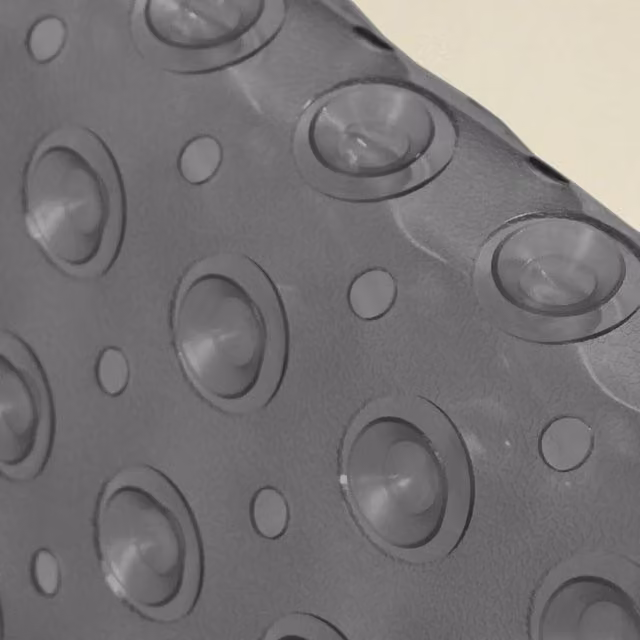 VOGREX Extra Large Grey Non-Slip Anti-Mold Rubber Bath Mat with Strong Suction