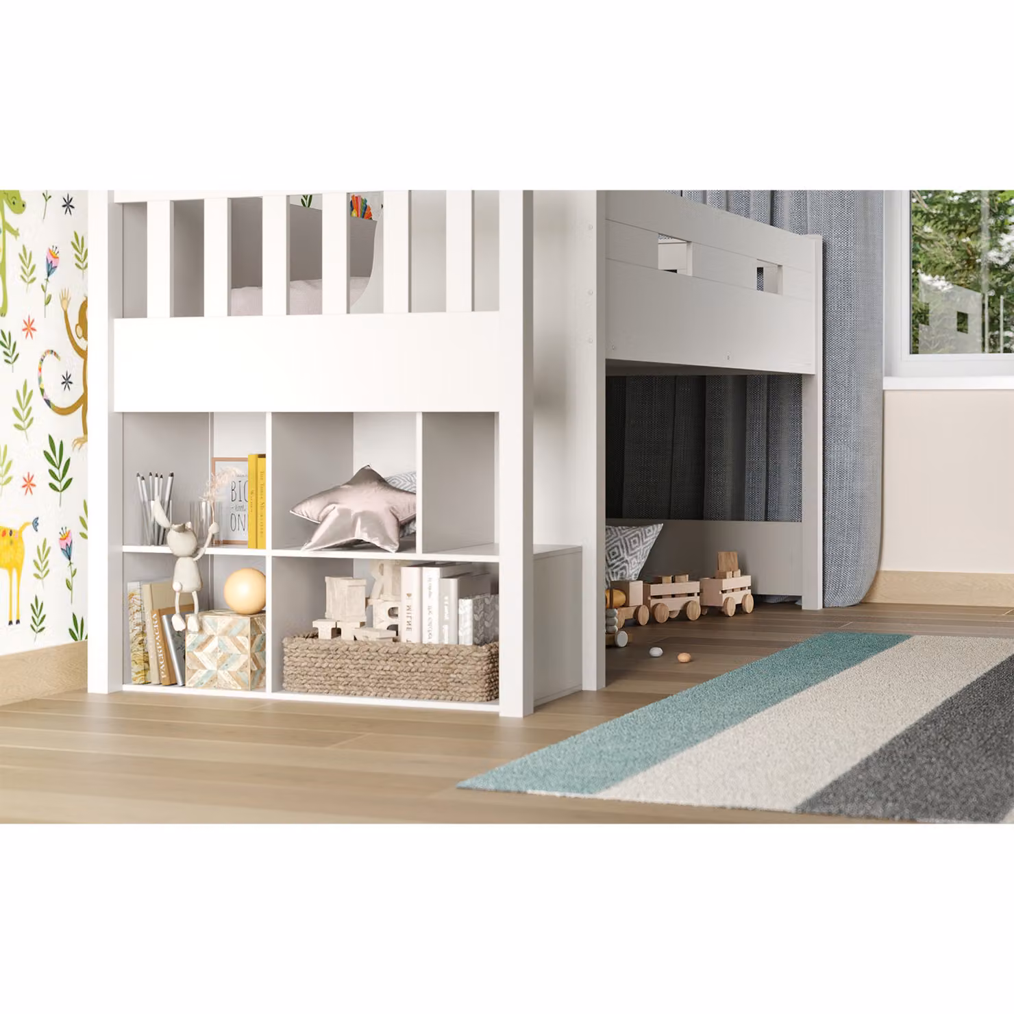 Flair Furnishings Charlie Staircase Mid Sleeper Cabin Bed in White – 2