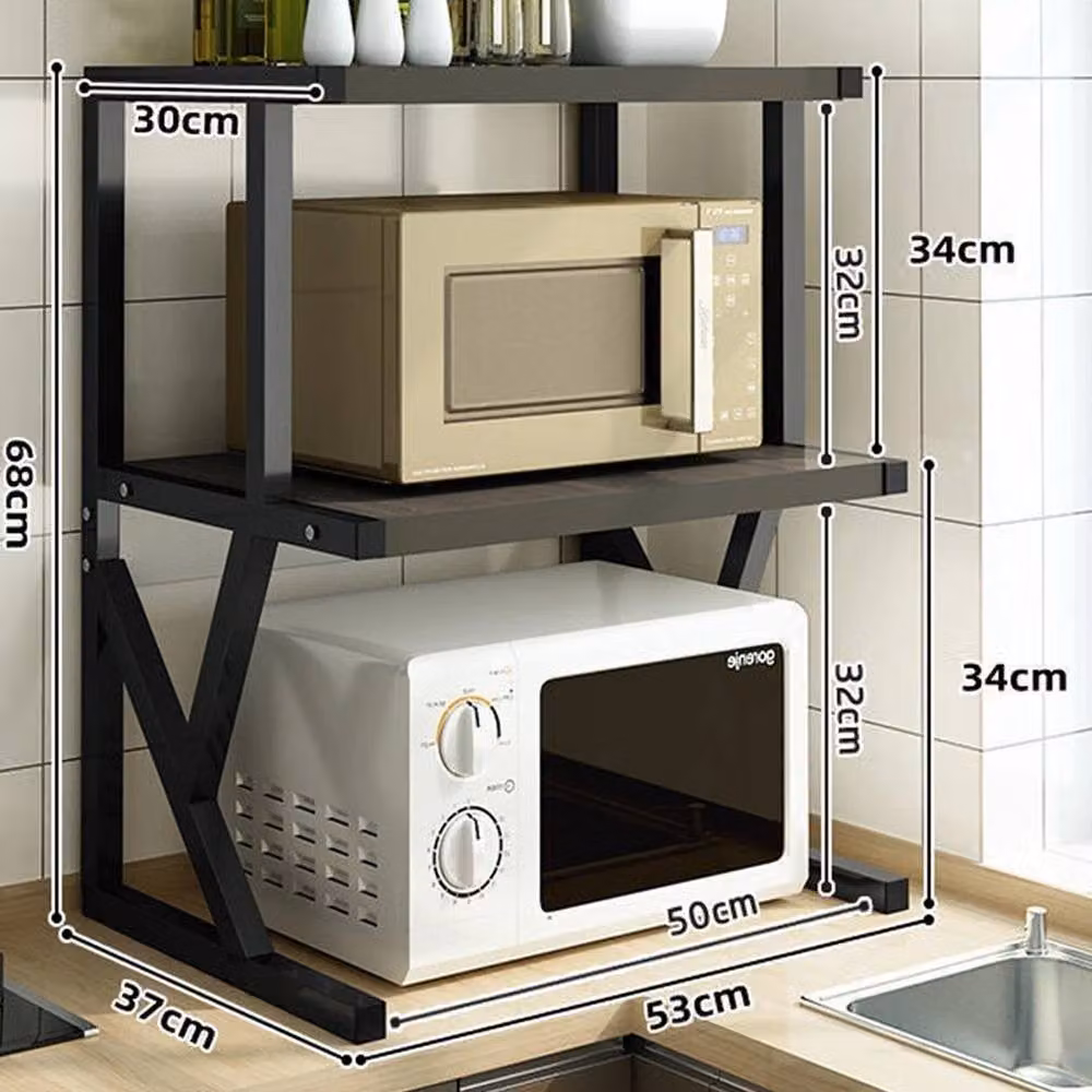 Havendro 3-Tier Freestanding Corner Microwave Shelf in Black and Brown – 2