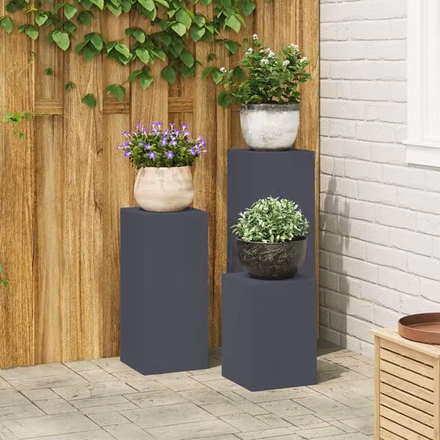Berkfield Home 3-Piece Anthracite Steel Outdoor Planter Set for Garden, Balcony or Terrace – 1
