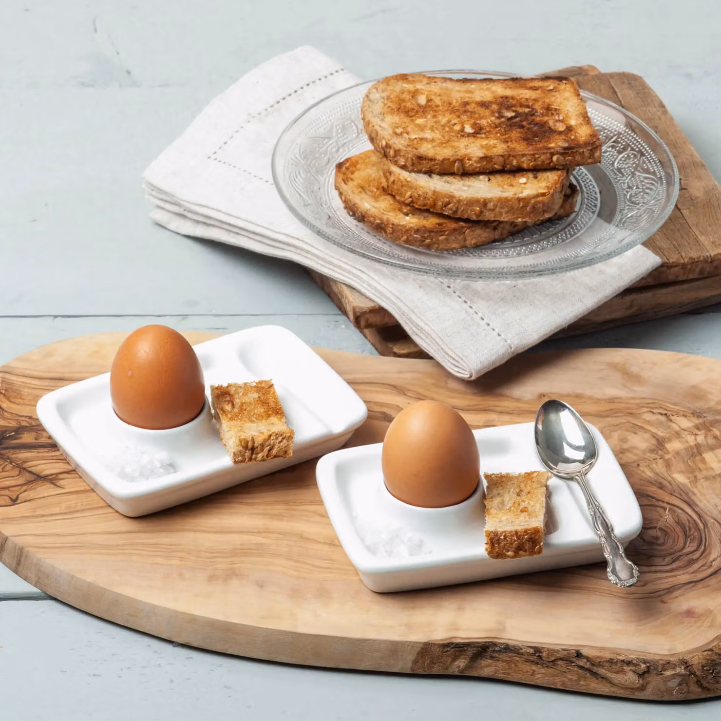 WM Bartleet & Sons White Porcelain Egg Plate and Spoon Holder Set of 2 – 2