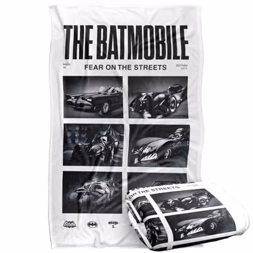 Warner Bros. Batman Batmobiles Live Shots Super Soft Silky Touch Fleece Throw Blanket, Multicolour, W: 91.44 cm x D: 147 cm – 1