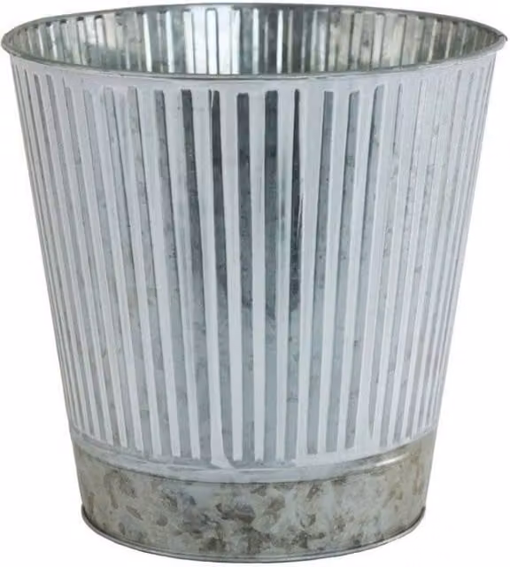 KDMD Set of 3 Rustic Whitewash Zinc Metal Buckets with Silver Base in White – 1