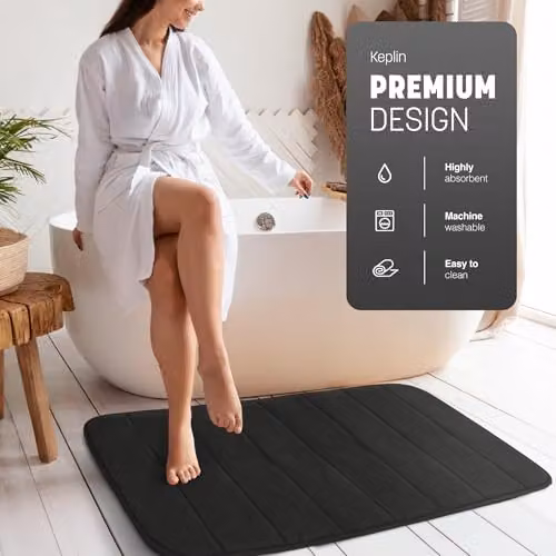 Keplin Memory Foam Bath Mat, Black, W/D: 60 x 90 cm – 4