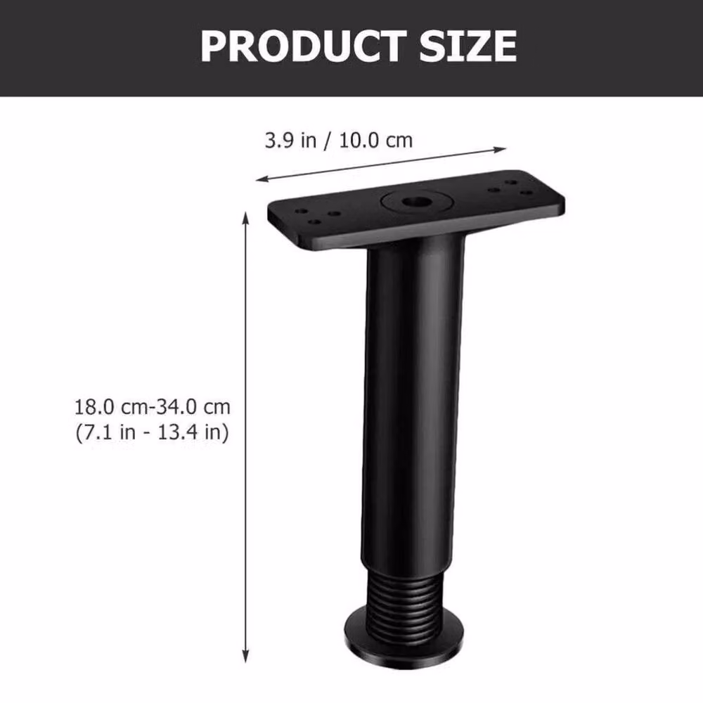 VOGREX Set of 4 Black Matt Metal Telescopic Adjustable Bed and Sofa Support Legs – 2