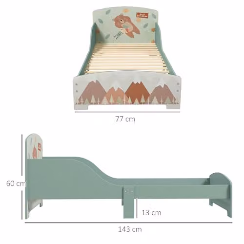 ZONEKIZ Toddler Bed Frame for Children in Green, W/D/H: 77 x 143 x 60 cm – 2