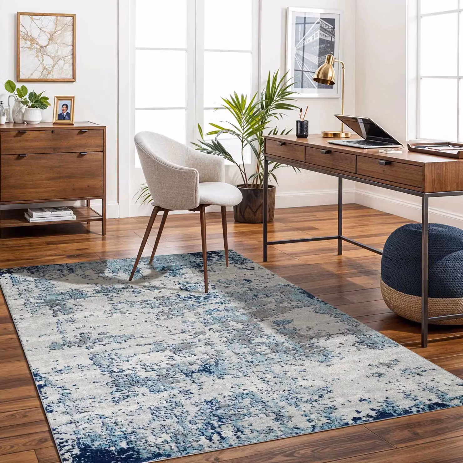 Livabliss Sunderland Abstract Modern Marble Rug in Navy Blue and Grey, W: 200 cm, L: 275 cm – 4