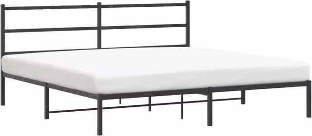 Berkfield Home Metal Bed Frame with Headboard, Black, W/D/H: 180 x 200 cm – 1