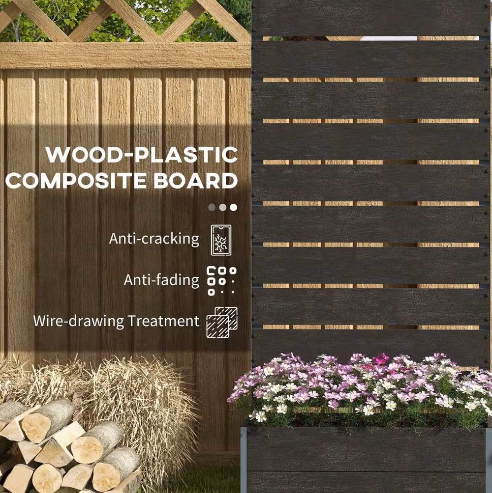 STILVORA Black Garden Planter Box with Trellis, Aluminium and WPC Construction, W/D/H: 150 x 34 x 72 cm – 4