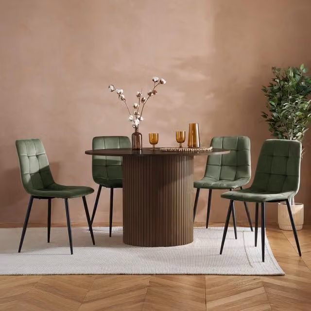 Birlea Axel Round Dining Table and 4 Chairs Set in Brown, Black or Green