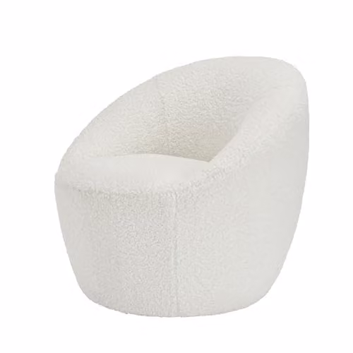 LPD Cocoon White Bouclé Fabric Tub Lounge Chair W75.5 x D75.5 x H70.5 cm