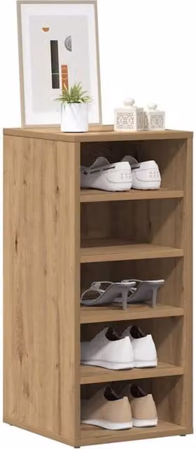 Berkfield Home Set of 2 Artisan Oak Shoe Cabinets in Brown, W/D/H: 32 x 35 x 70 cm – 1