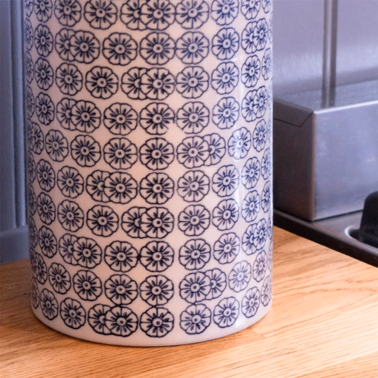 Nicola Spring Multicolour Floral Hand-Printed Ceramic Kitchen Canister Set, Height: 11.5 cm – 3