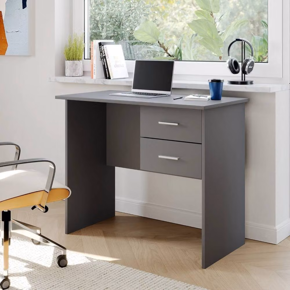 ERGOVEXA Modern 2 Drawer Computer Desk in Grey – 3