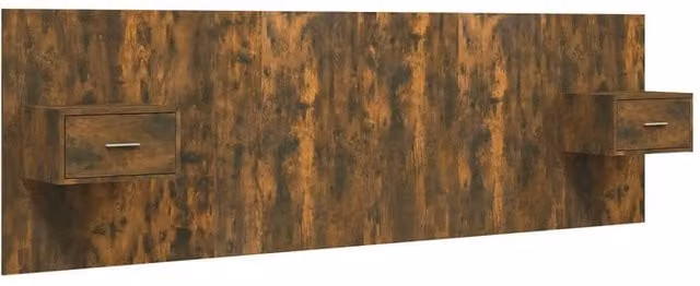 Berkfield Home Smoked Oak Bed Headboard with Integrated Nightstand Cabinets in Brown – 1