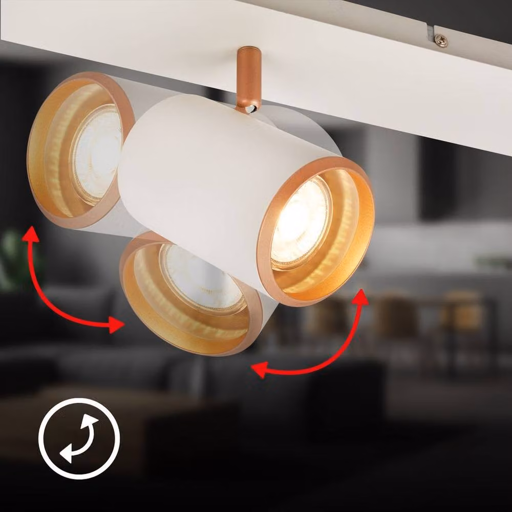 Briloner 2-Way Adjustable GU10 Spotlight Ceiling Light in Grey and Brown – 3