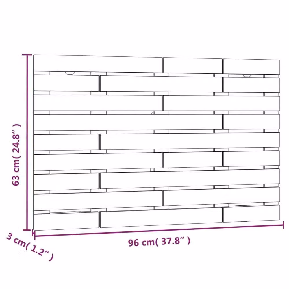 Berkfield Home Black Solid Wood Pine Wall Headboard, W: 96 cm, D: 3 cm, H: 63 cm – 3