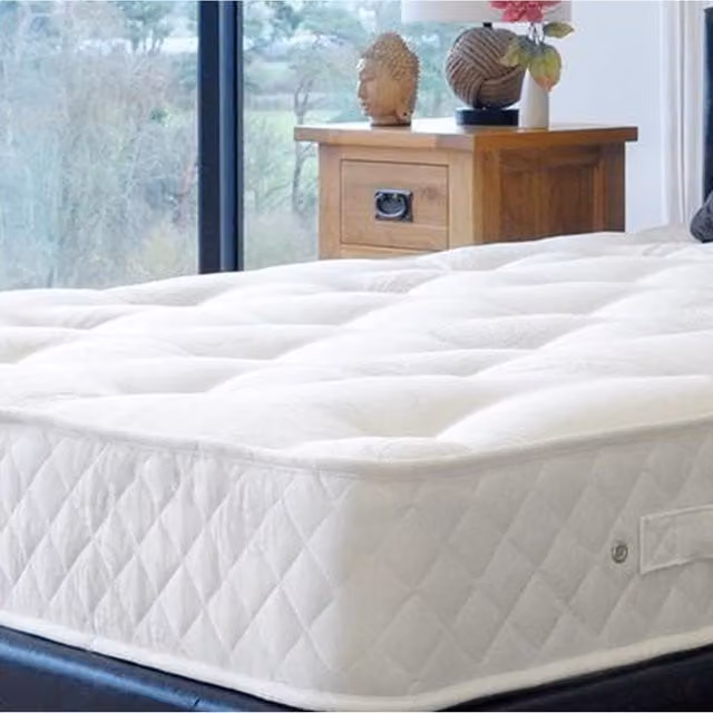 Comfy Living White Pocket Sprung Mattress with Geometric Knit Fabric, W: 140 cm, L: 200 cm