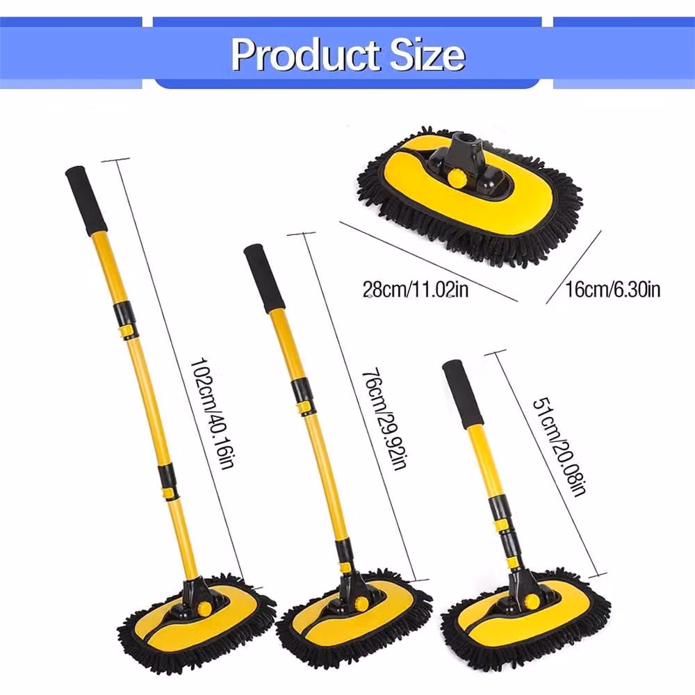 Kelvenix Telescopic Car Wash Brush with Microfibre Head in Yellow – 2