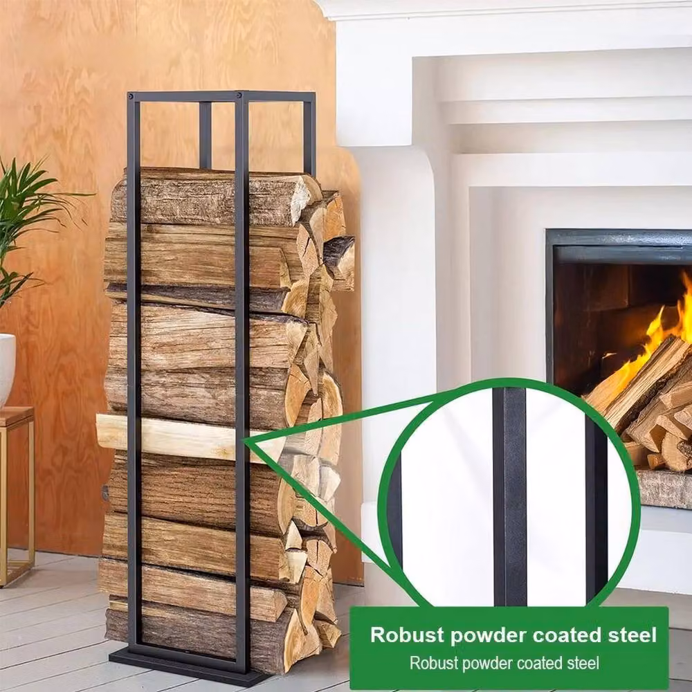 EONLION Metal Firewood Log Holder Rack in Black, W: 100 cm, D: 60 cm – 4