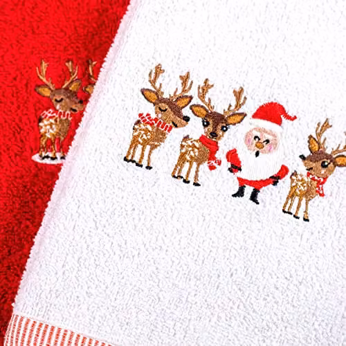 Allure Bath Fashions Red and White Striped Cotton Hand and Tea Towel Set, Pack of 2 – 2