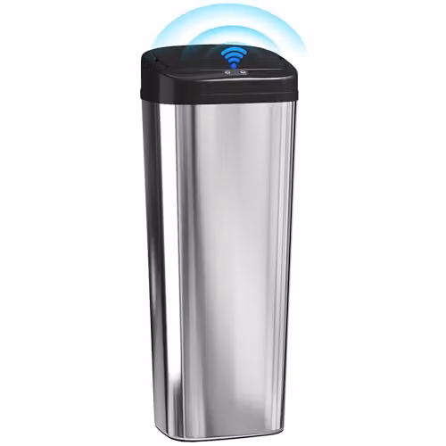 HOMCOM 50L Silver Stainless Steel Fingerprint-Proof Sensor Slim Kitchen Bin – 1