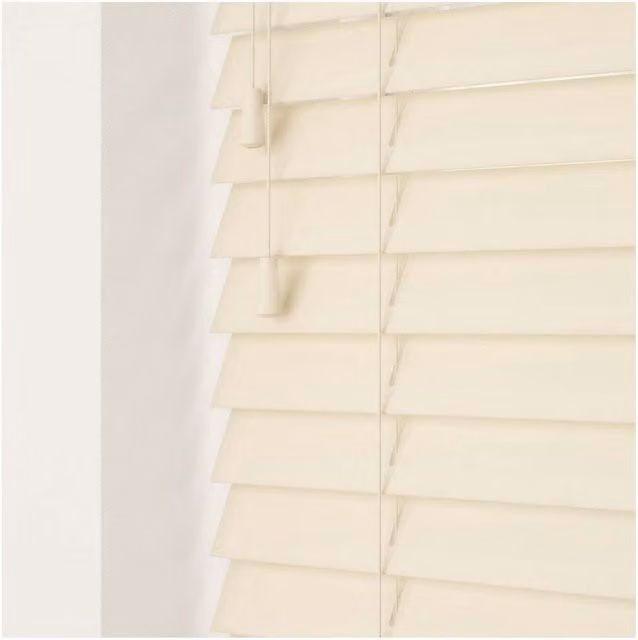 NewEdgeBlinds Smooth Finish Faux Wood Venetian Blinds with Cord, Yellow, W: 70 cm, H: 120 cm