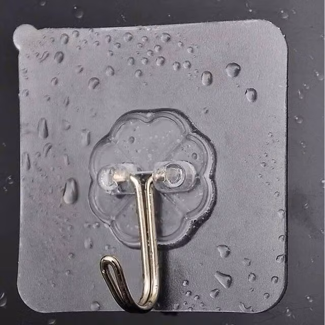 VOGREX 5-Piece Set of Heavy Duty Self-Adhesive Seamless Wall Hooks in Transparent Clear