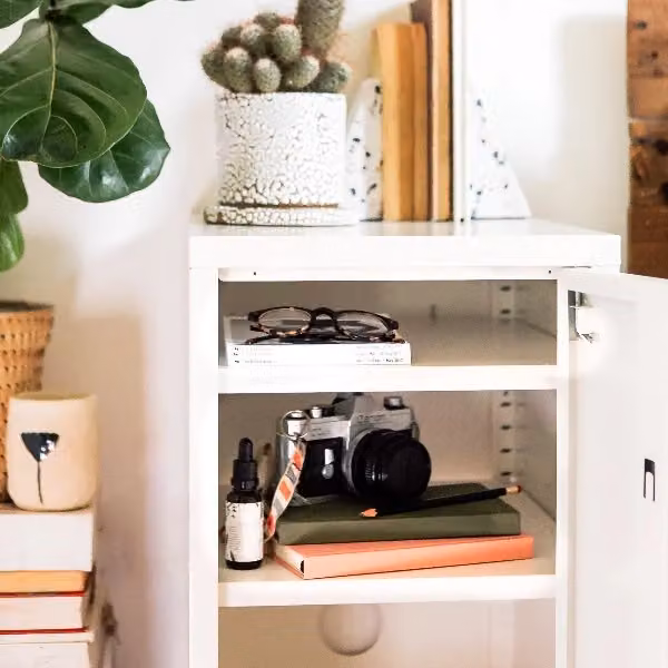 Mustard Made The Shorty Freestanding Metal Cabinet in Chalk White, W/D/H: 46 x 35 x 72 cm – 4