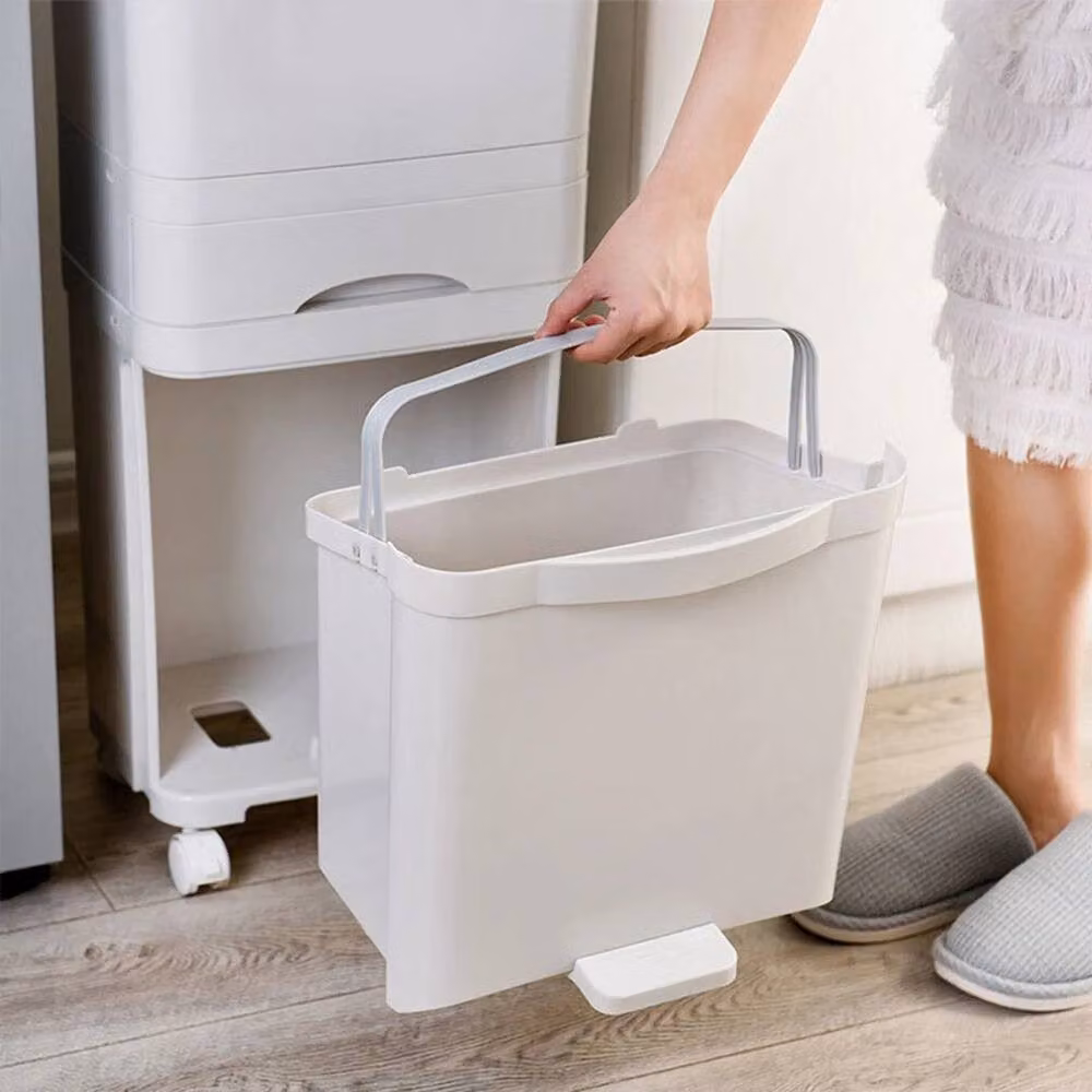 PAWNORA Slim Tall Kitchen Rubbish Waste Bin, 38 Litre, White – 2