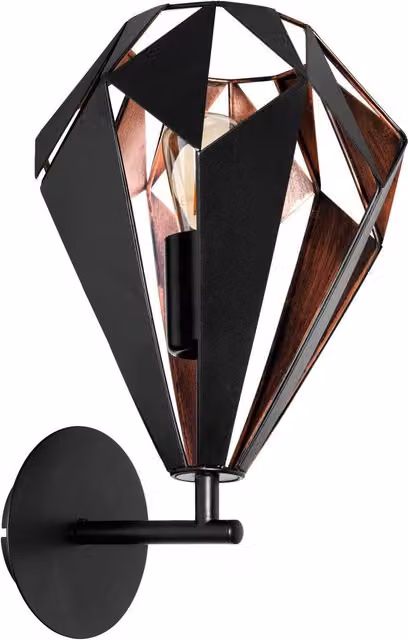 Loops LED Wall Sconce in Black and Antique Copper with E27 Bulb Holder – 1