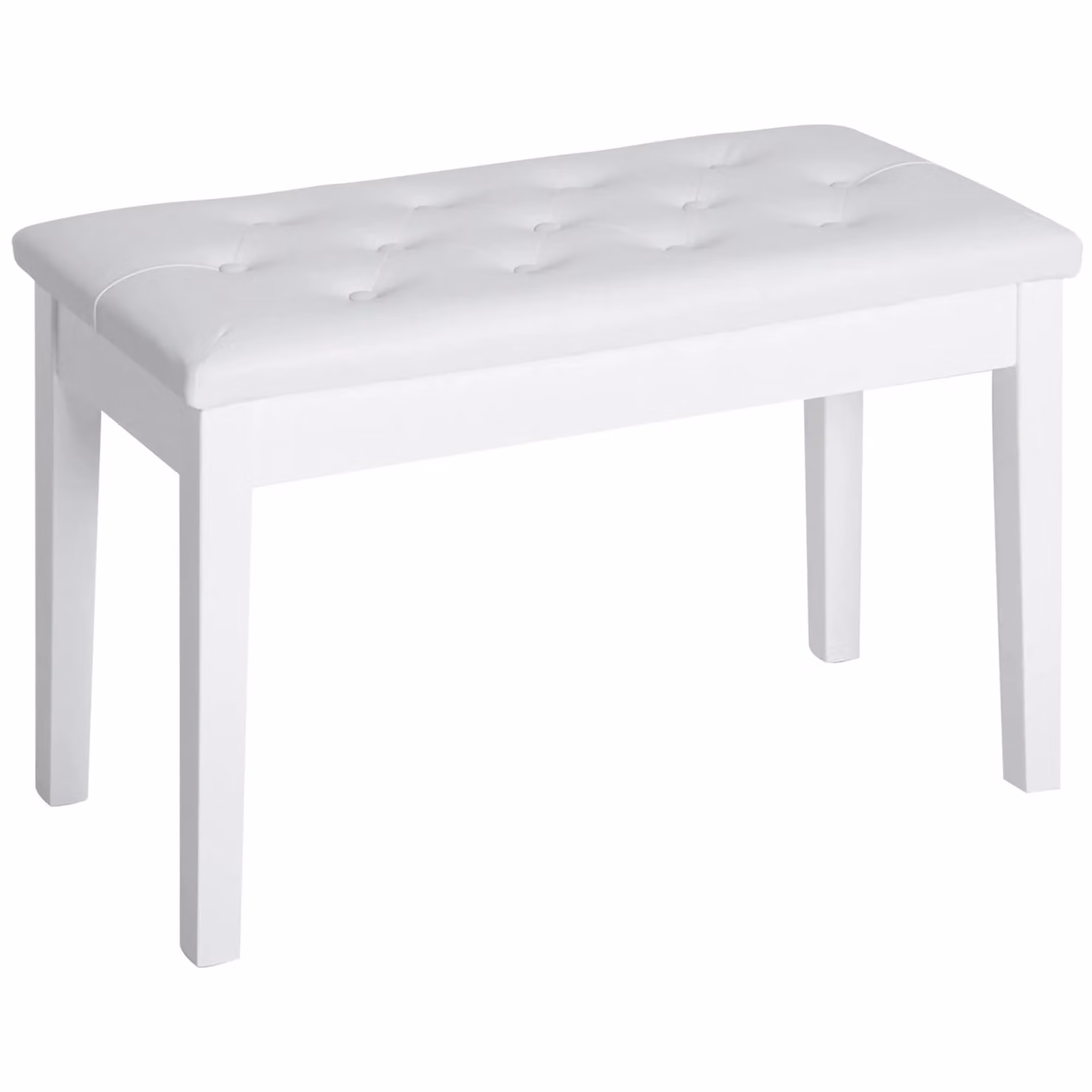 HOMCOM Classic Piano Bench with Padded Seat in White Solid Wood – 2