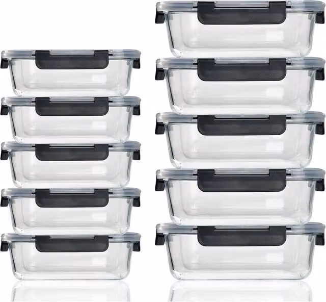 PAWNORA Set of 5 Clear Glass Food Containers – 1