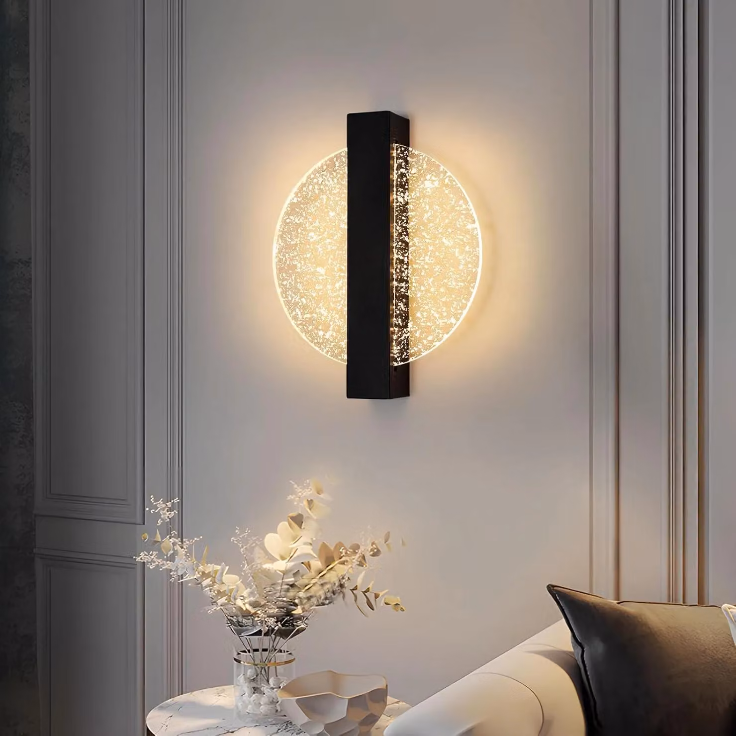 COMELY 12W LED Round Wall Light in Silver or Black with Warm White Glow – 2