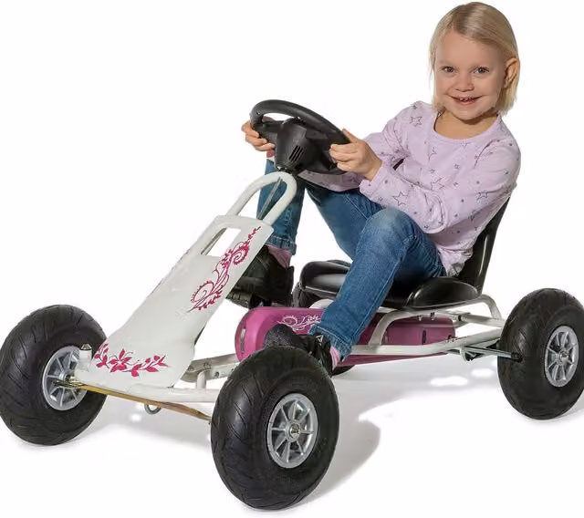 Ferbedo Go Kart Air Runner Pedal Vehicle in Pink and White