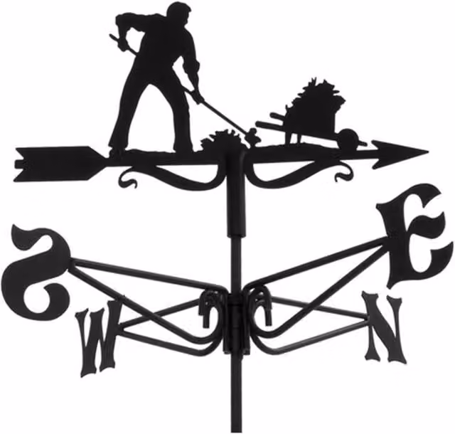 Buttercup Farm Mini Gardener Weathervane in Black Steel, W: 38 cm, D: 38 cm, H: 45.5 cm