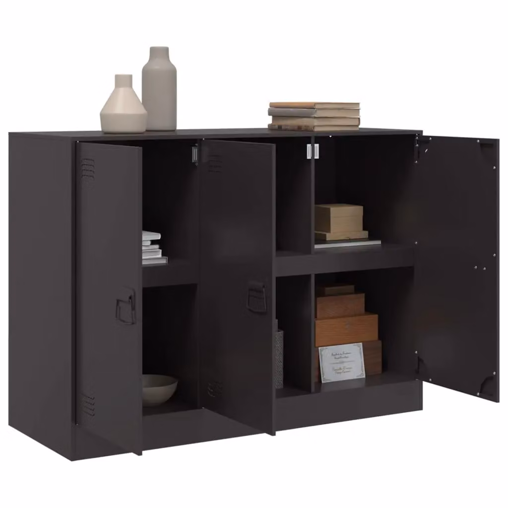 Berkfield Home Industrial Matt Black Metal Sideboard W/D/H: 99 x 39 x 73 cm – 3